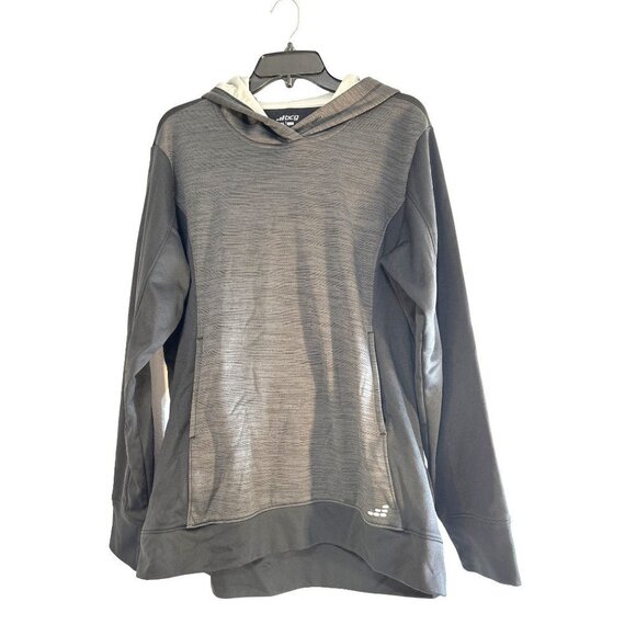 bcg Womens Pullover Hoodie Black/Gray Striped Missing Hoodie Drawstring Size XL - Picture 1 of 6